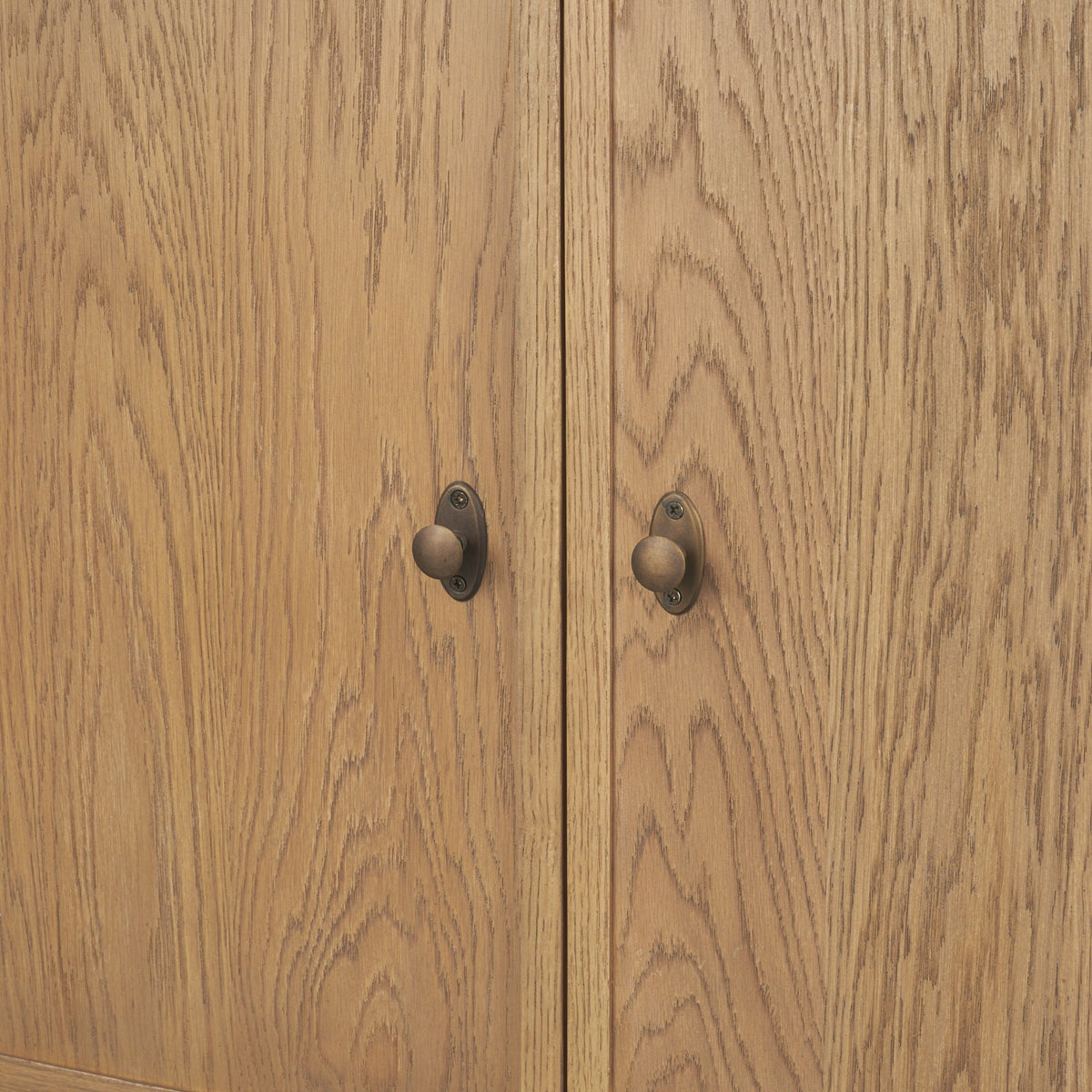 Carrington 82" 4 Door Closed Sideboard | Brown Oak Wood w/ Brass Hardware from Mercana - Luna Furniture