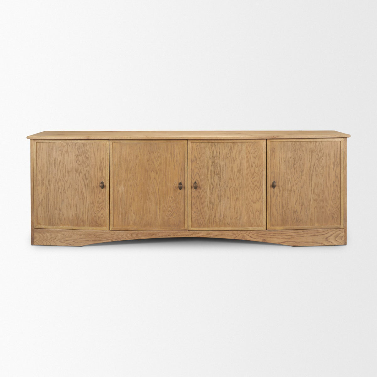 Carrington 82" 4 Door Closed Sideboard | Brown Oak Wood w/ Brass Hardware from Mercana - Luna Furniture