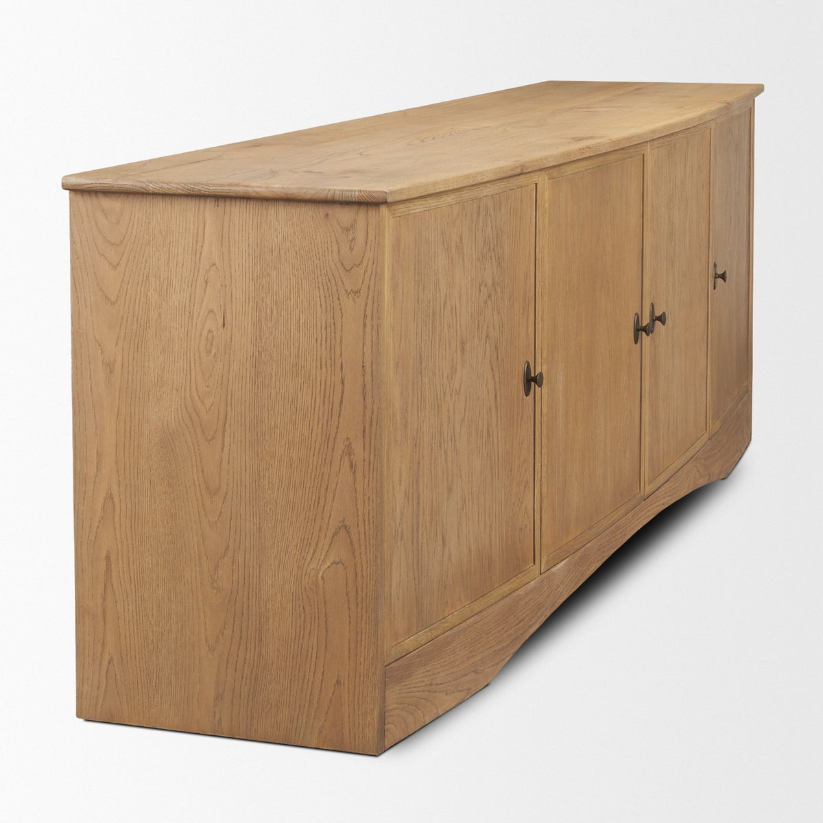 Carrington 82" 4 Door Closed Sideboard | Brown Oak Wood w/ Brass Hardware from Mercana - Luna Furniture