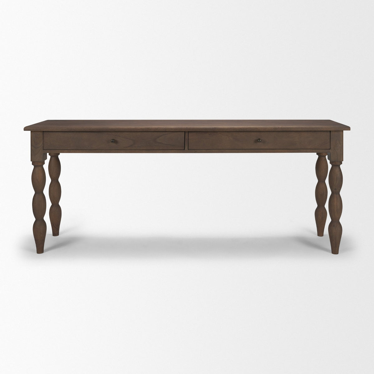 Angeline Spool Turned Console Table | Dark Brown Wood | 2 Drawers from Mercana - Luna Furniture