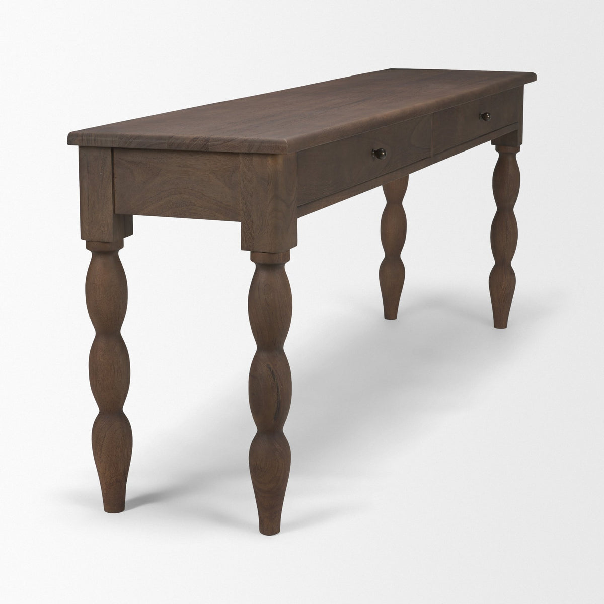 Angeline Spool Turned Console Table | Dark Brown Wood | 2 Drawers from Mercana - Luna Furniture