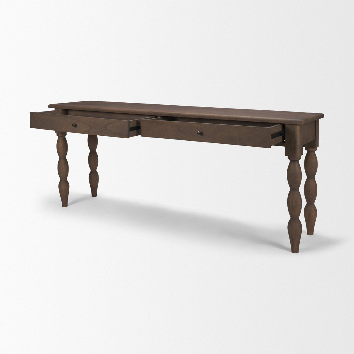Angeline Spool Turned Console Table | Dark Brown Wood | 2 Drawers from Mercana - Luna Furniture