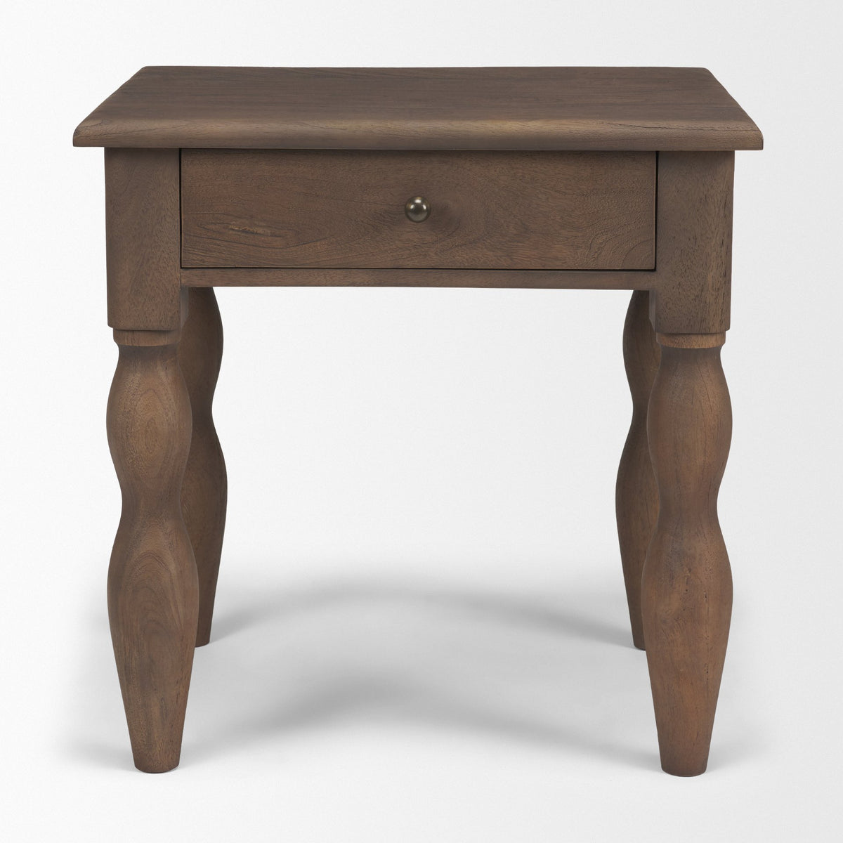 Angeline Spool Turned End Table | Dark Brown Wood | 1 Drawer from Mercana - Luna Furniture
