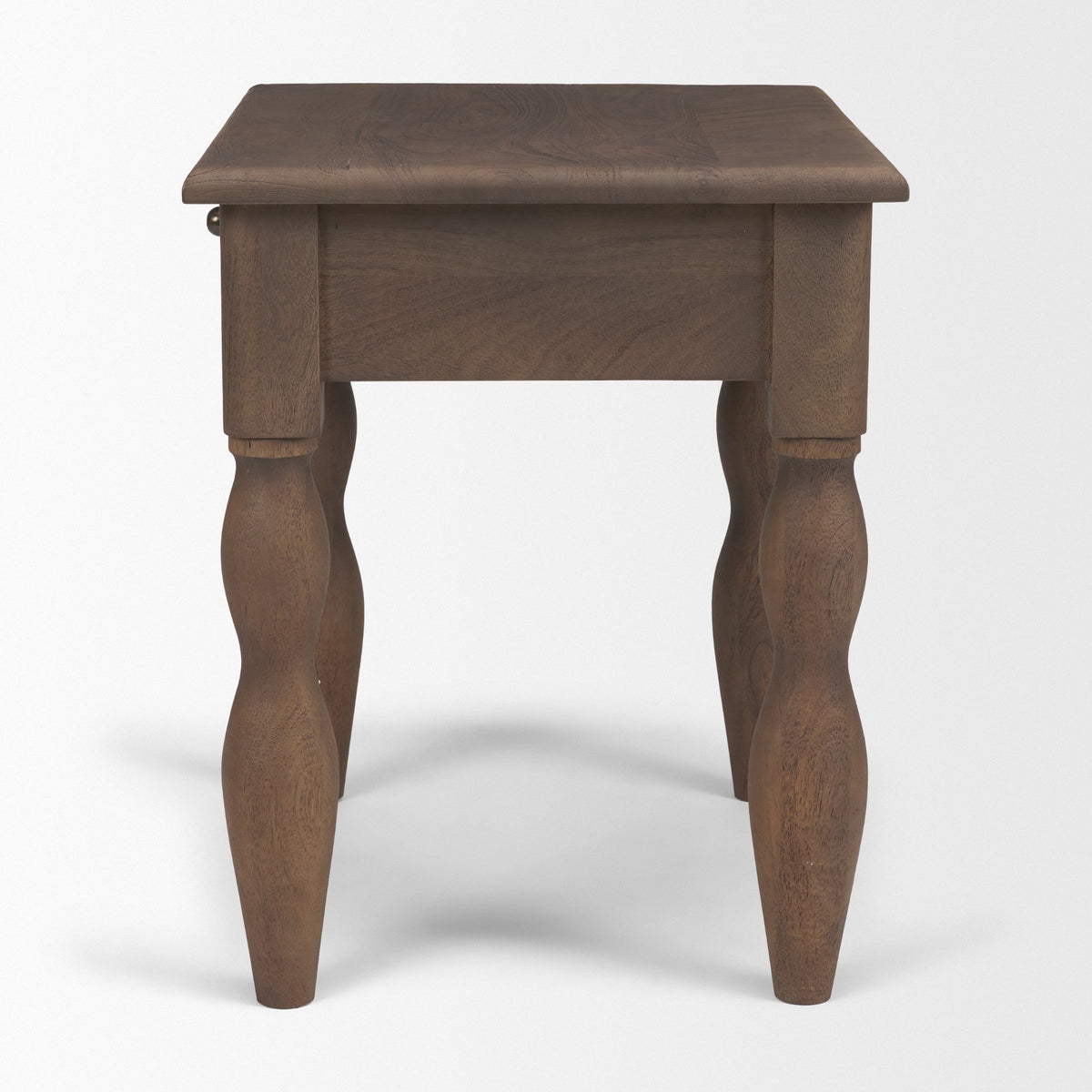 Angeline Spool Turned End Table | Dark Brown Wood | 1 Drawer from Mercana - Luna Furniture