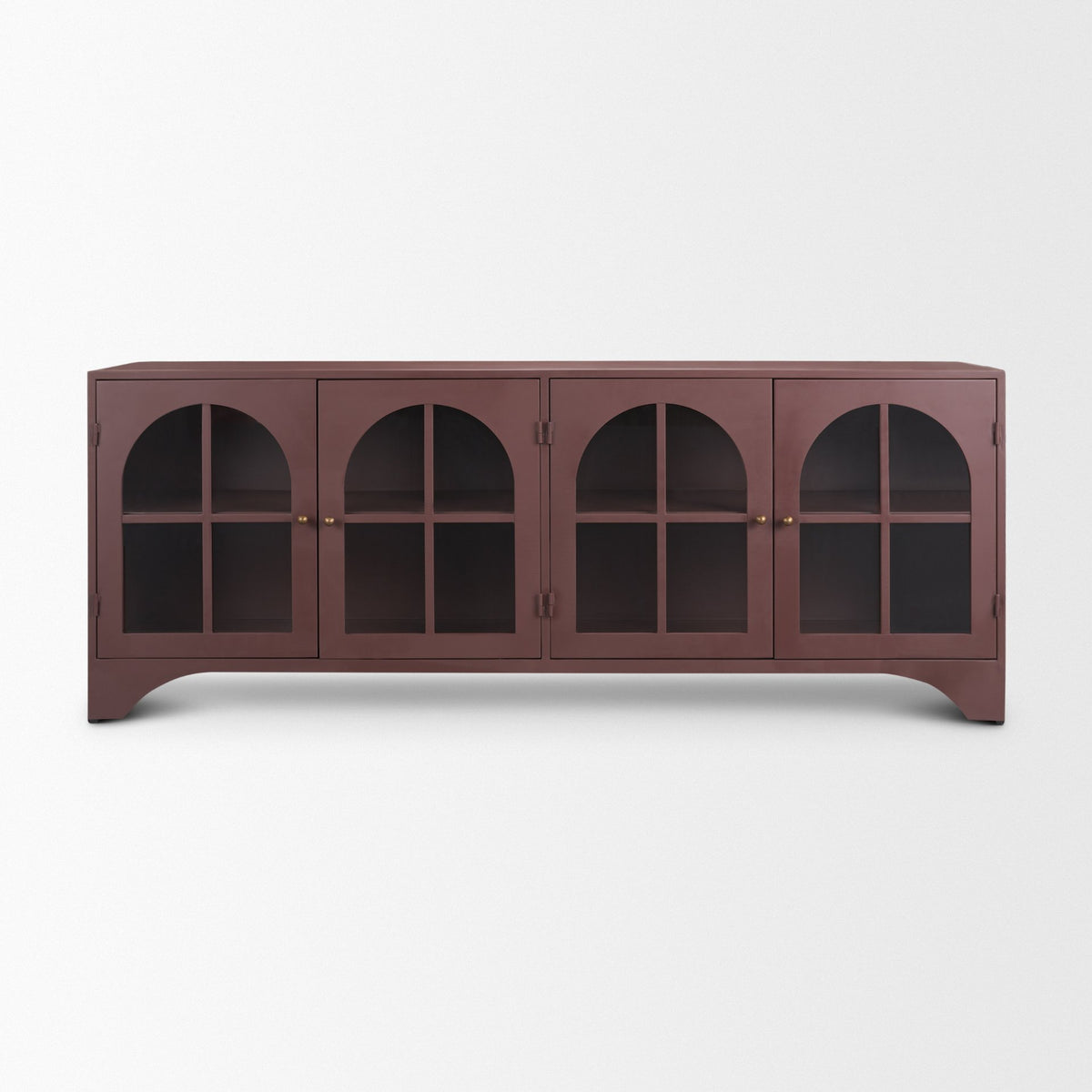 Rousseau 4 Door Closed Sideboard | Arched Glass | Burgundy Metal from Mercana - Luna Furniture