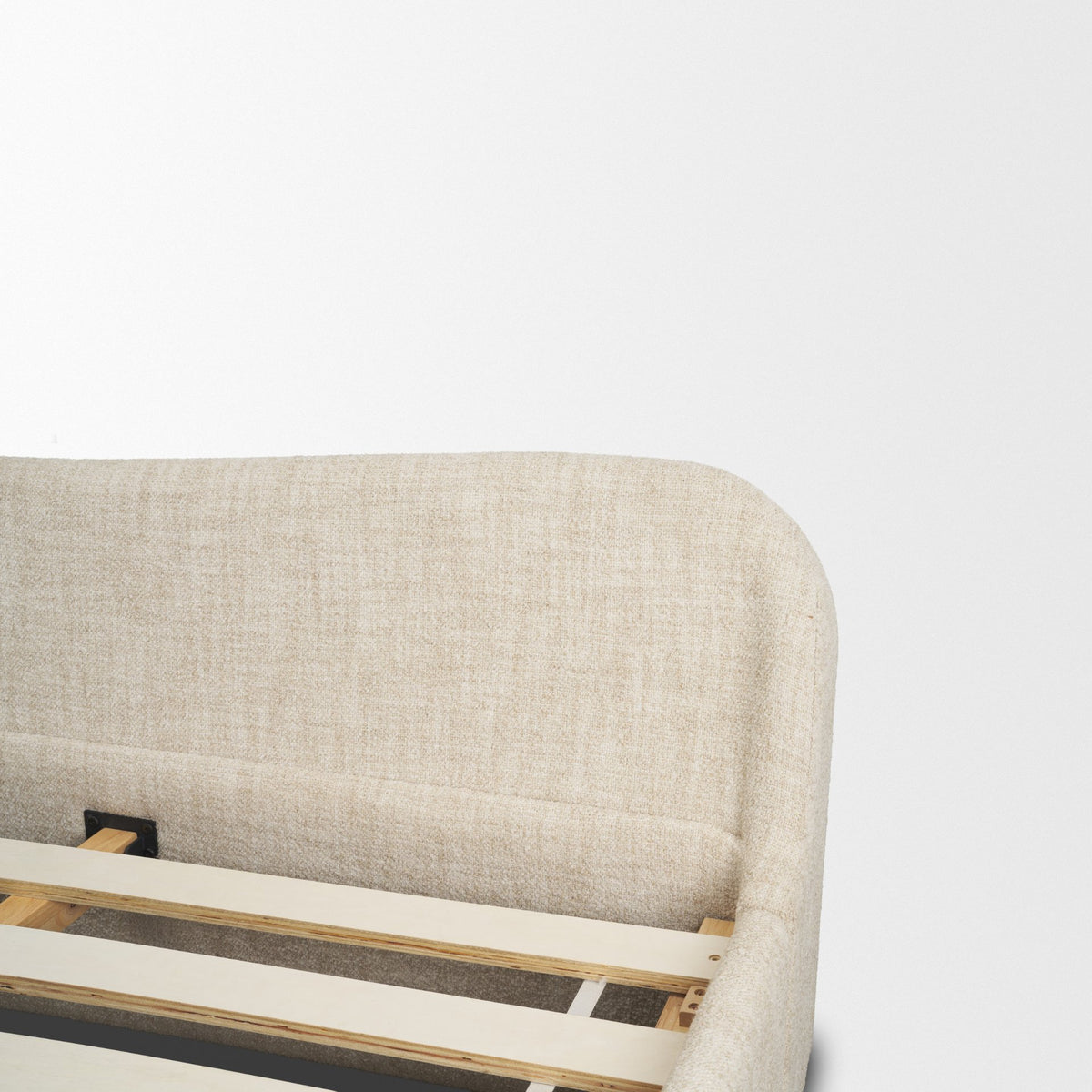 Solene King Upholstered Bedframe w/ Footbed | Curved Headboard | Oatmeal Fabric from Mercana - Luna Furniture