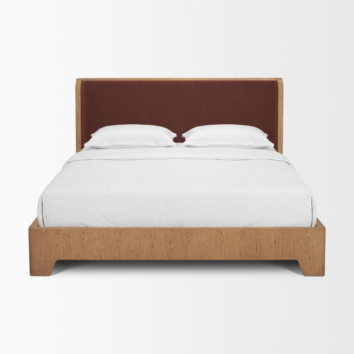 Holden King Upholstered Bedframe | Shelter Headboard | Burgundy Performance Fabric from Mercana - Luna Furniture