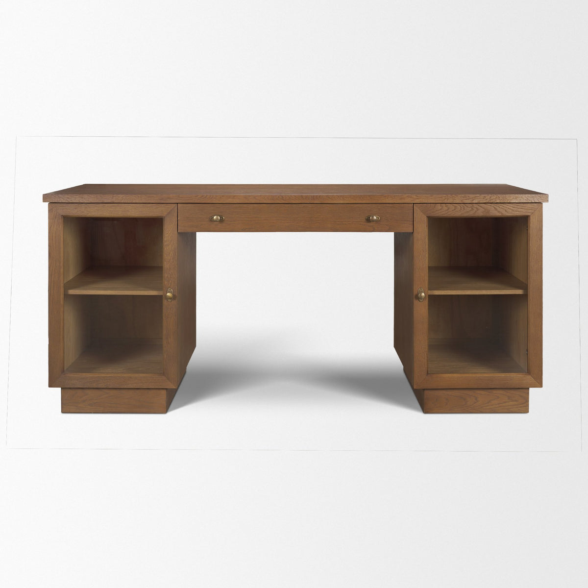 Winsford Two-Tone Oak Writing Desk w/ Glass Doors from Mercana - Luna Furniture