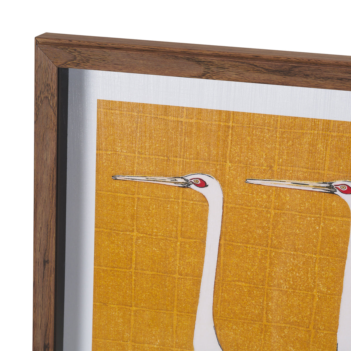 Japanese Red Crown Crane by Ogata Korin Hand-Embellished Textured Framed Artwork Matted under Glass