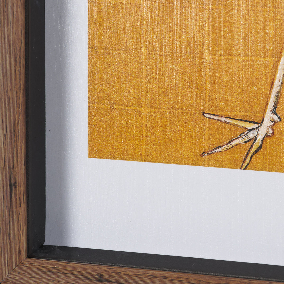 Japanese Red Crown Crane by Ogata Korin Hand-Embellished Textured Framed Artwork Matted under Glass