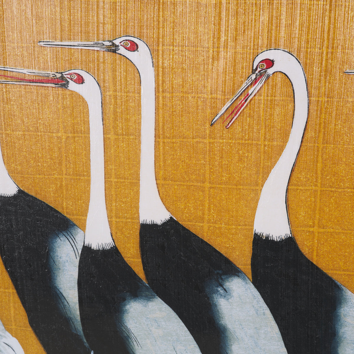 Japanese Red Crown Crane by Ogata Korin Hand-Embellished Textured Framed Artwork Matted under Glass