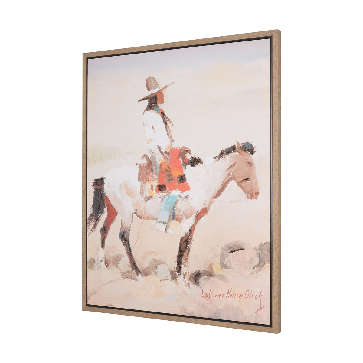 Indian Rider by LaVerne Nelson Black Hand-Embellished Textured Framed Canvas Artwork from Mercana - Luna Furniture