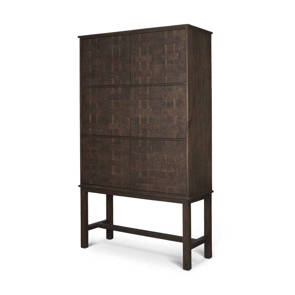 Truss Dark Brown Wood 6 Door Tall Cabinet from Mercana - Luna Furniture