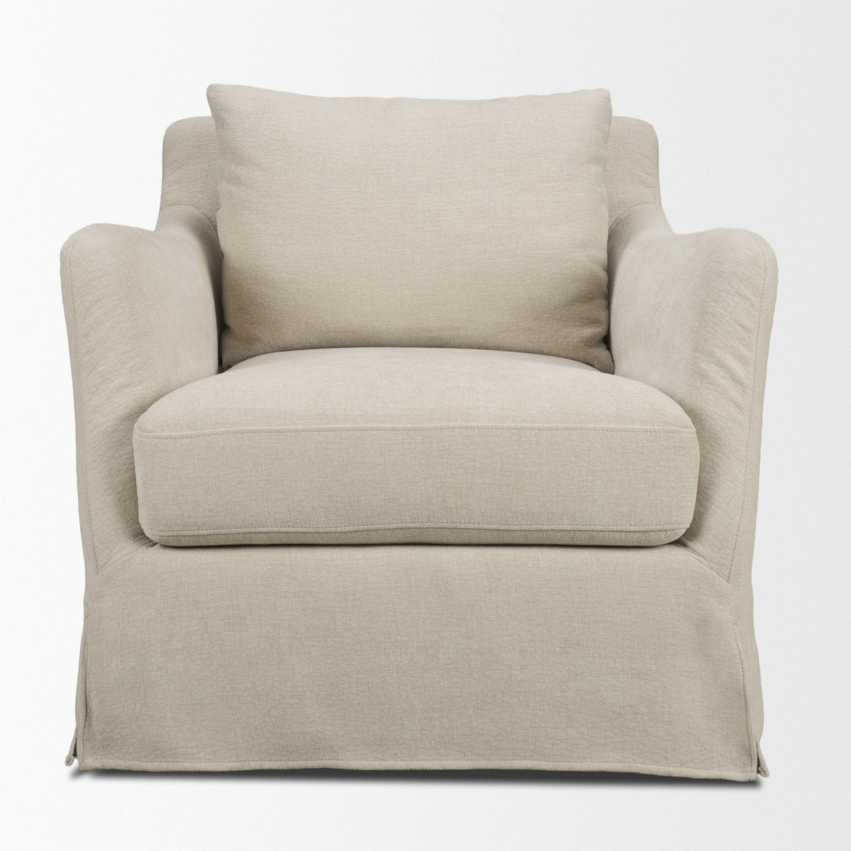 Ellington Slipcovered Slope Arm Swivel Swivel Accent Chair | Cream Fabric from Mercana - Luna Furniture