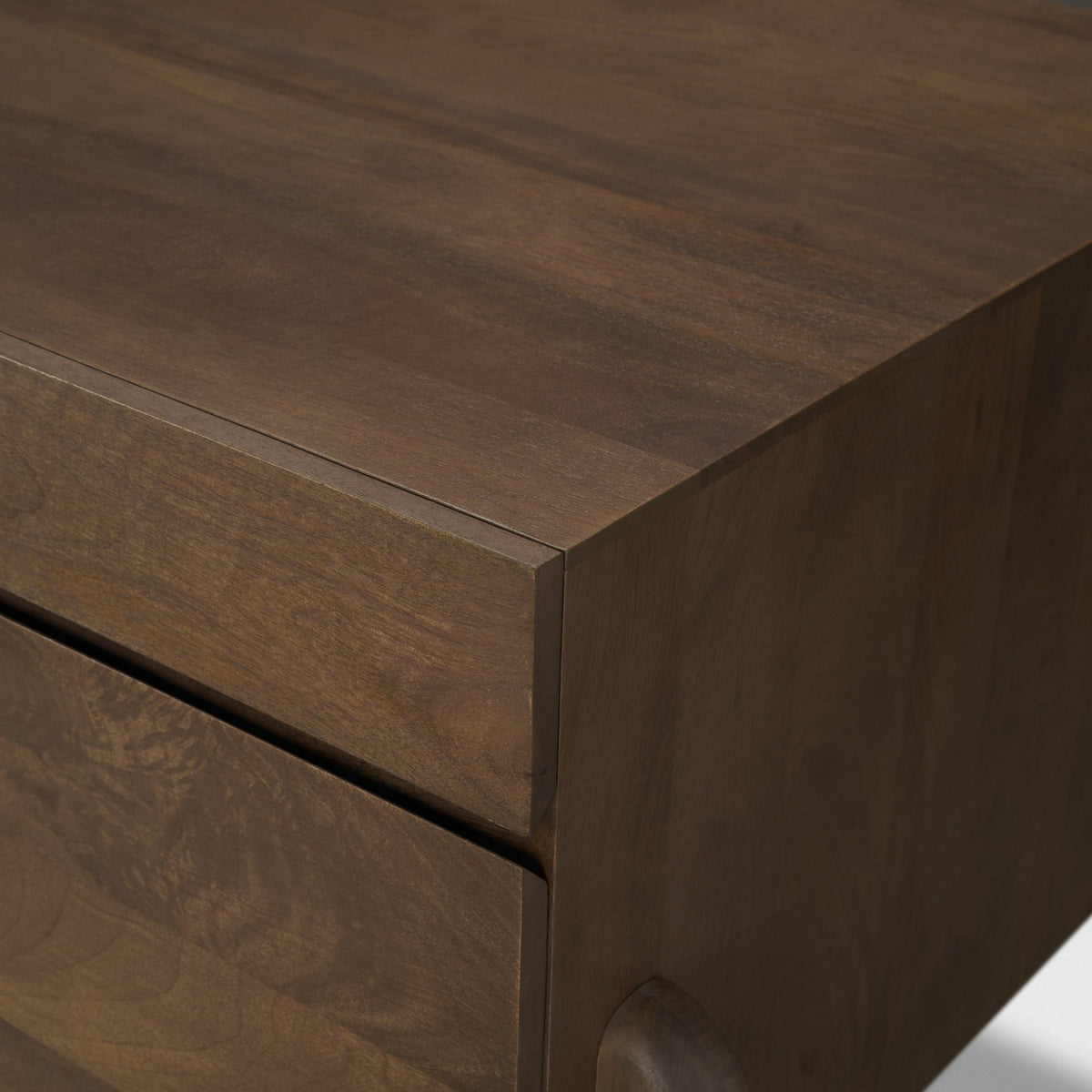 Trellyn Dark Brown Solid Wood Carved Woven Desk from Mercana - Luna Furniture