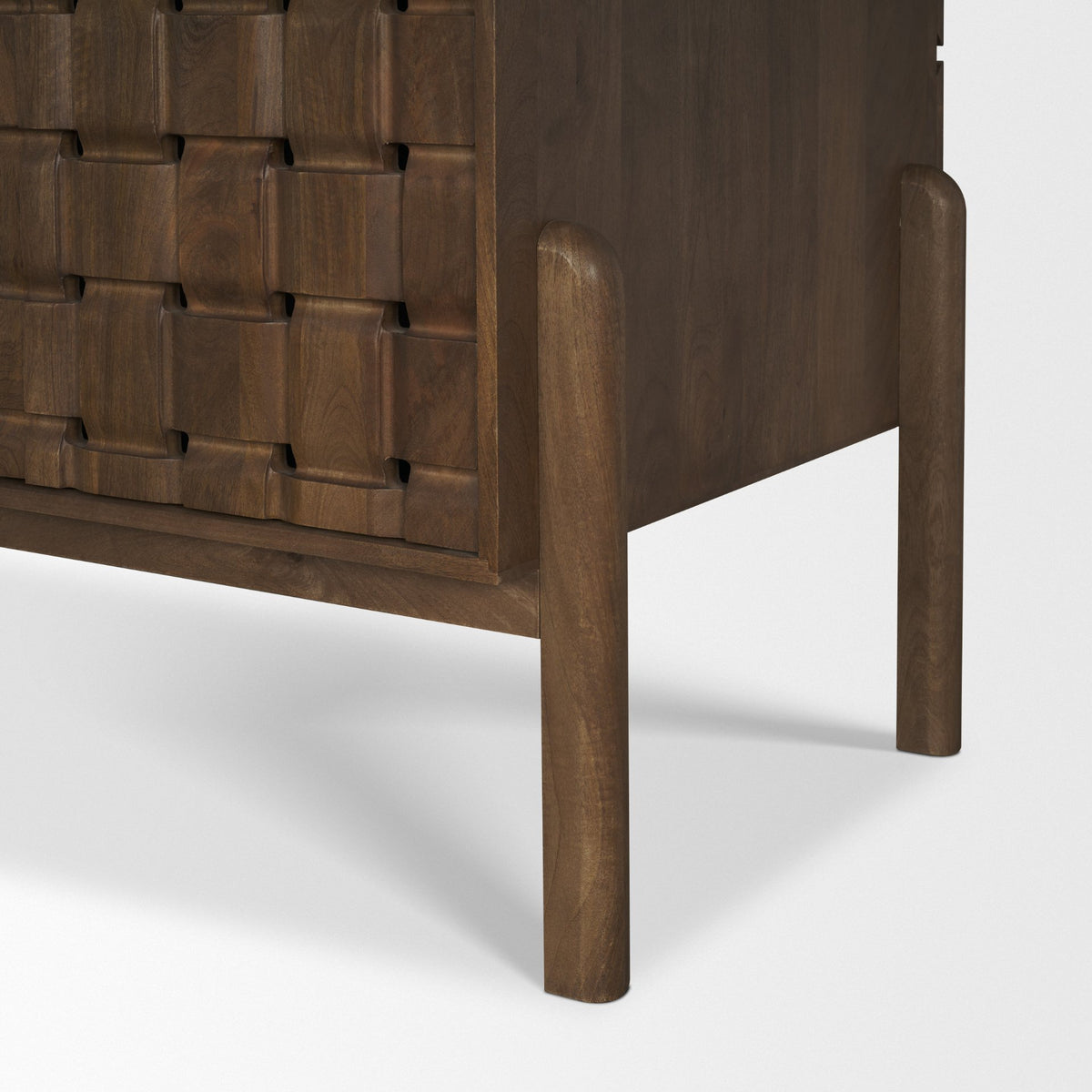 Trellyn Dark Brown Solid Wood Carved Woven Desk from Mercana - Luna Furniture
