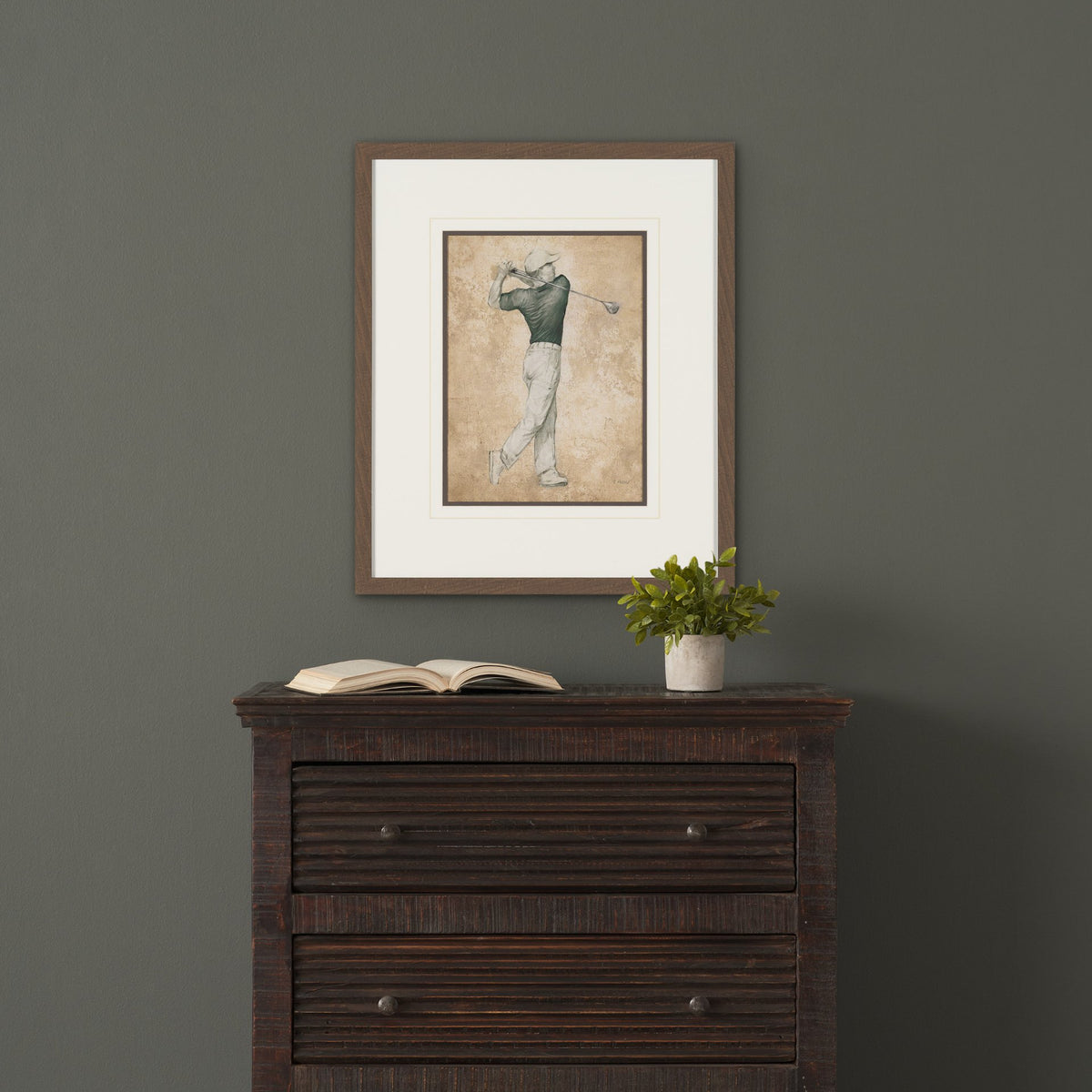 Golf Swing I by Mercana Studio Hand-Embellished Framed Artwork Matted under Glass from Mercana - Luna Furniture