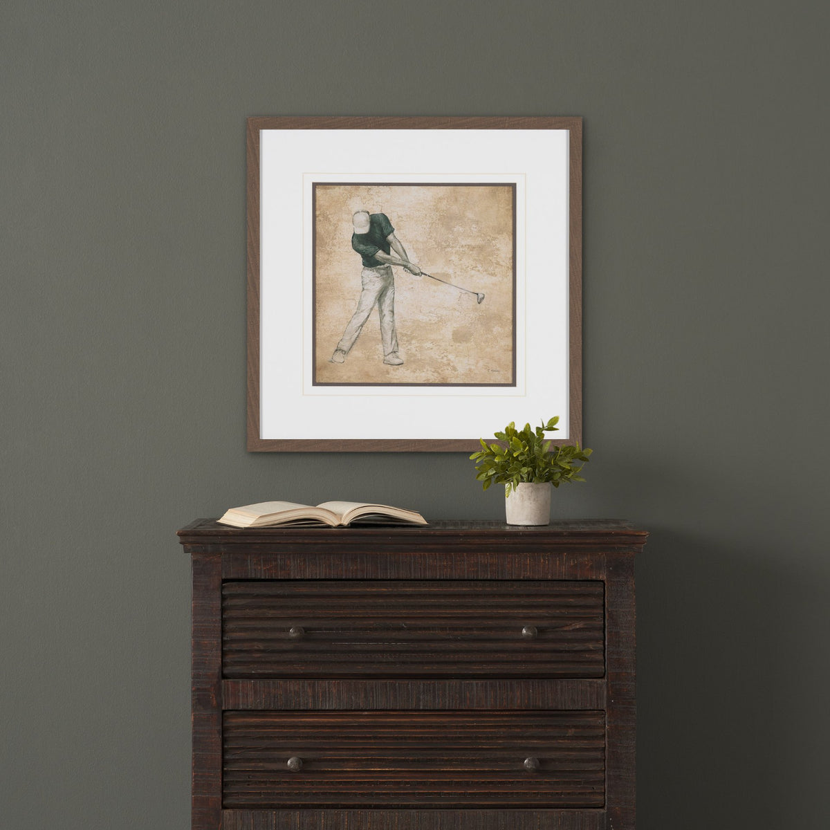 Golf Swing II by Mercana Studio Hand-Embellished Framed Artwork Matted under Glass from Mercana - Luna Furniture