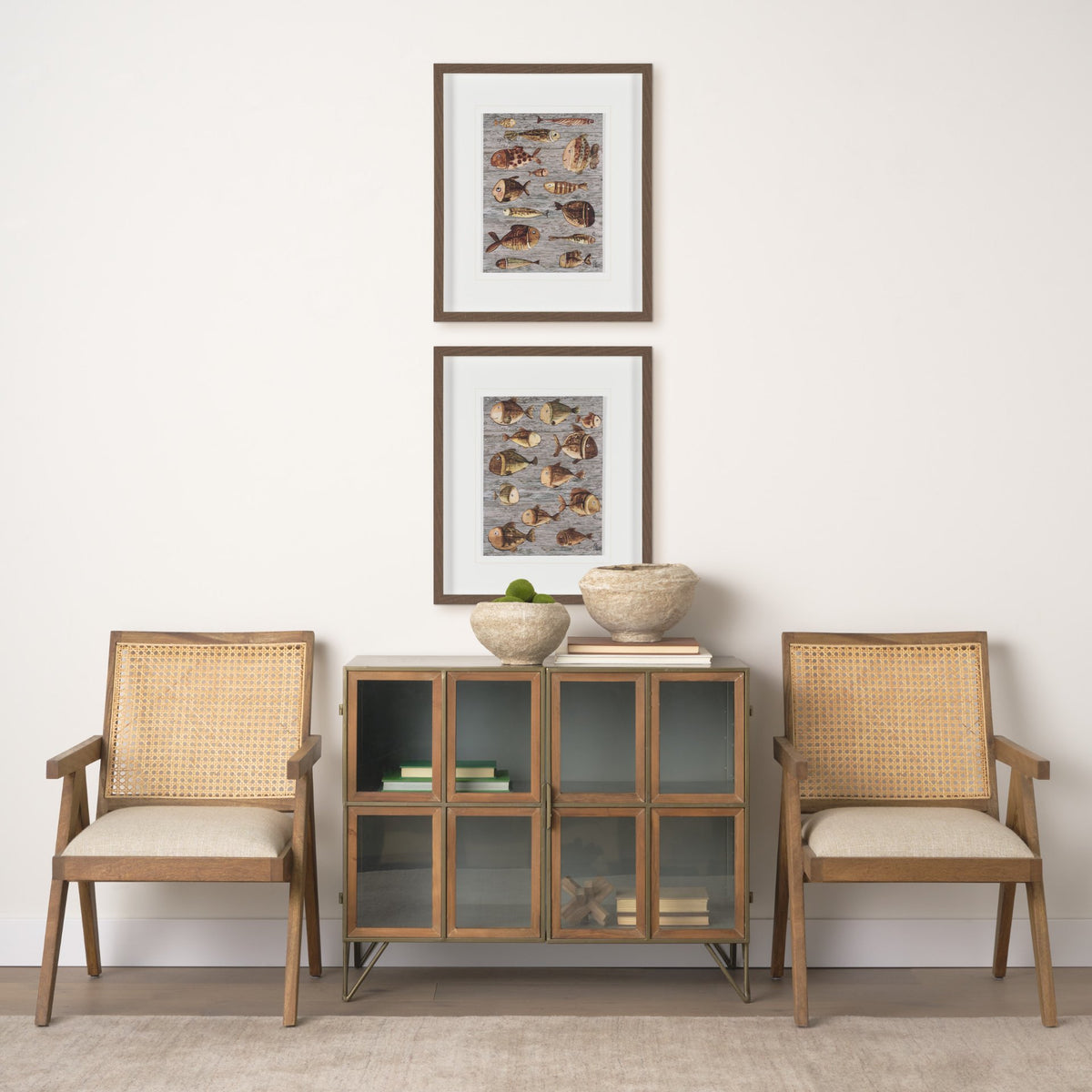 Fish Pattern I by Mercana Studio Hand-Embellished Textured Framed Artwork Matted under Glass from Mercana - Luna Furniture