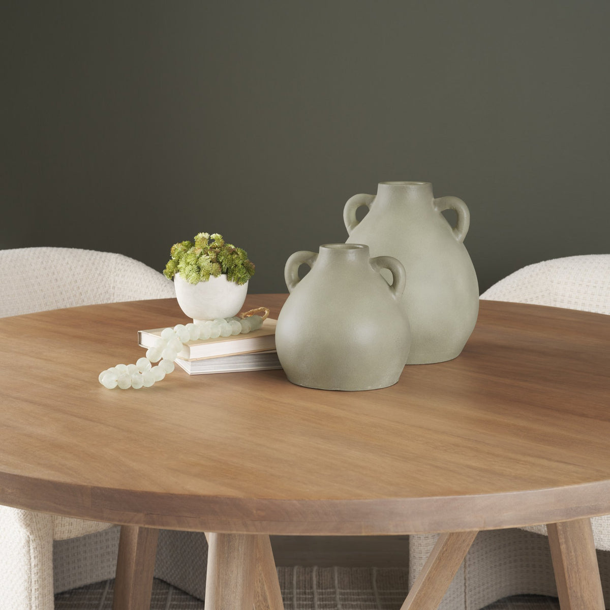 Cantara Small Sage Green Ceramic Milk Jug w/ Handles from Mercana - Luna Furniture