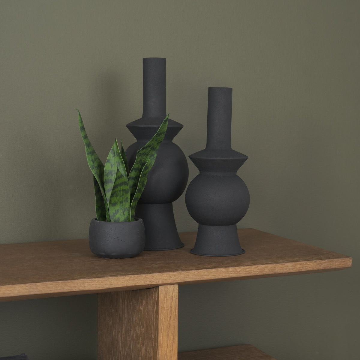 Veda Large Black Metal Geometric Vase from Mercana - Luna Furniture