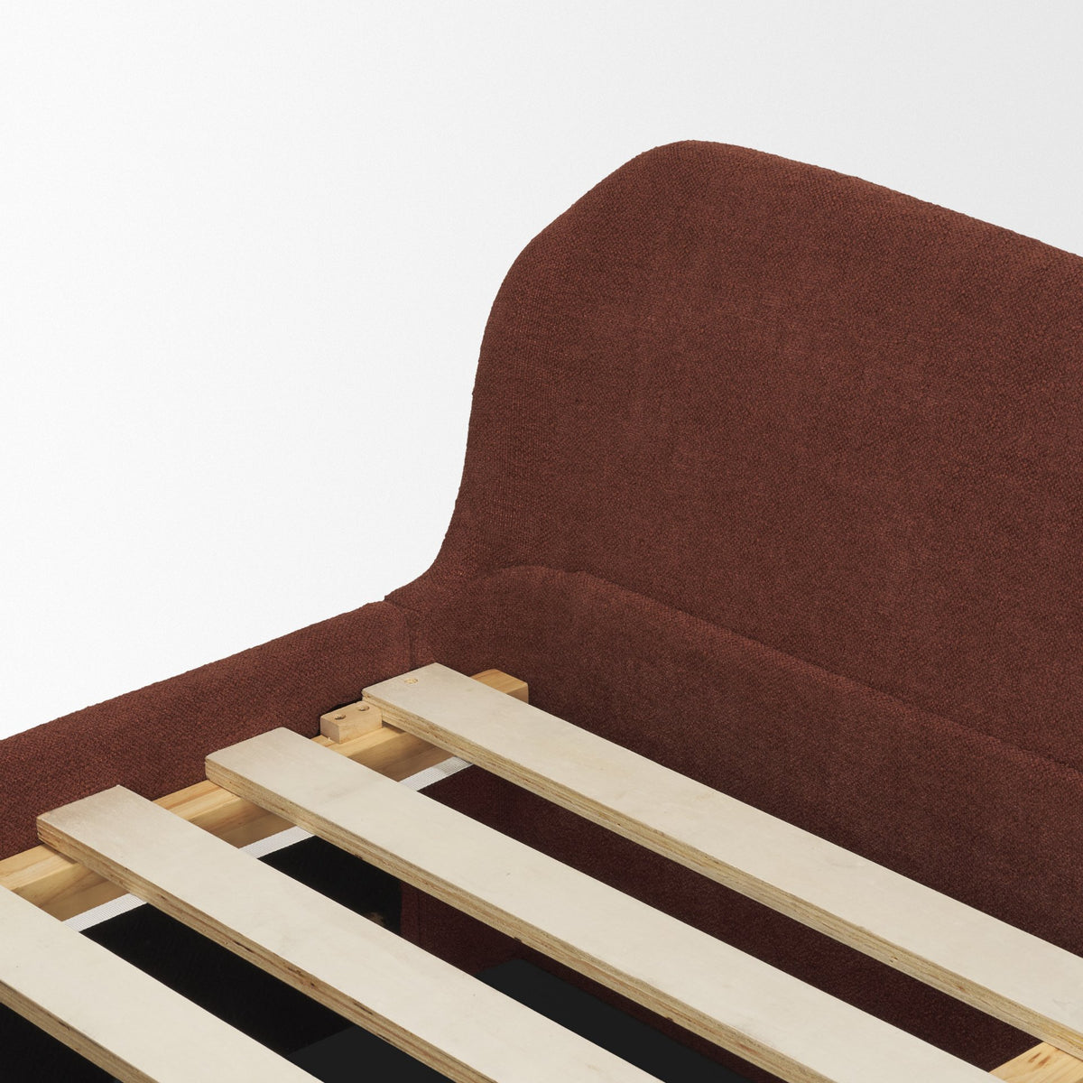 Solene Queen Upholstered Bedframe w/ Footbed | Curved Headboard | Burgundy Fabric from Mercana - Luna Furniture