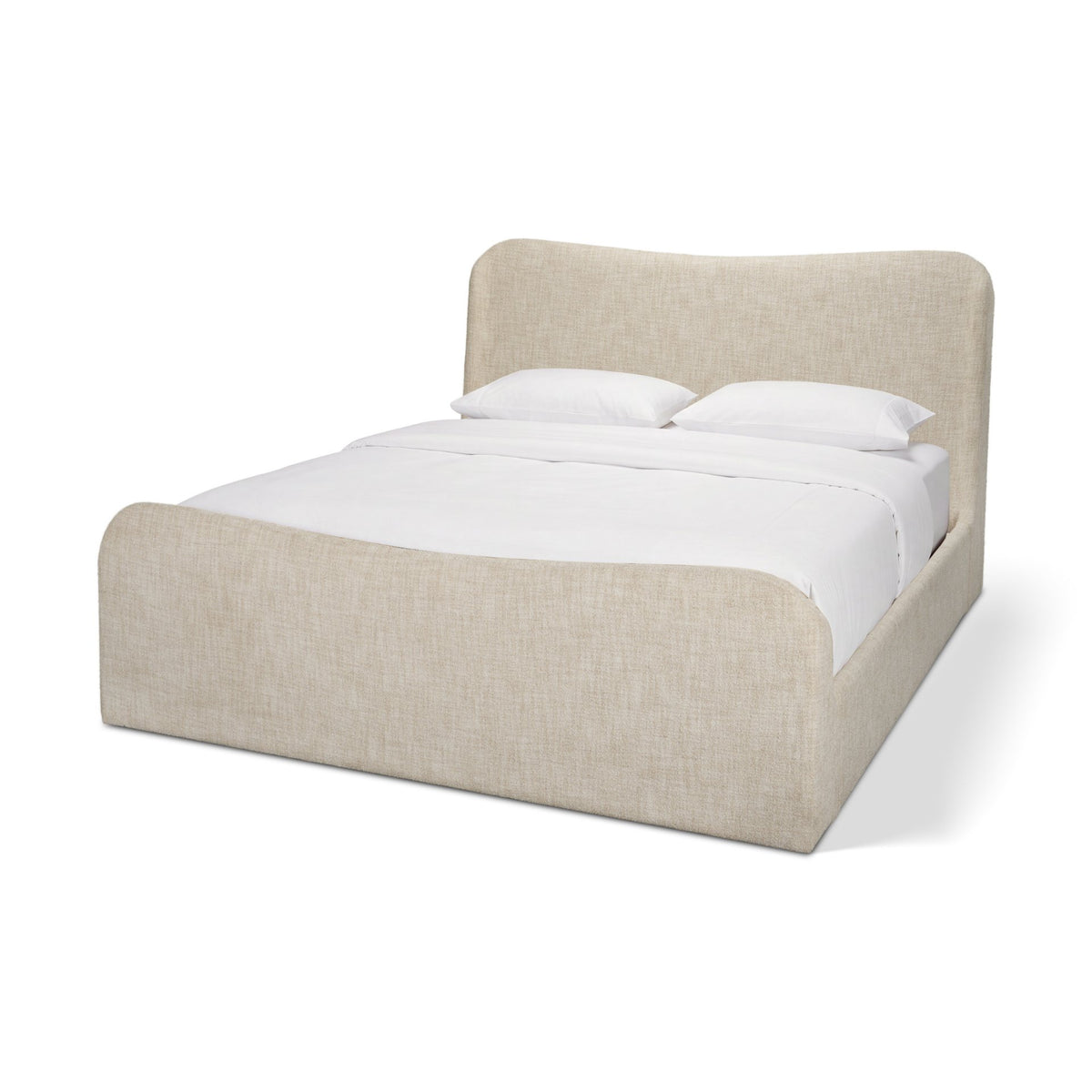 Solene Queen Upholstered Bedframe w/ Footbed | Curved Headboard | Oatmeal Fabric from Mercana - Luna Furniture