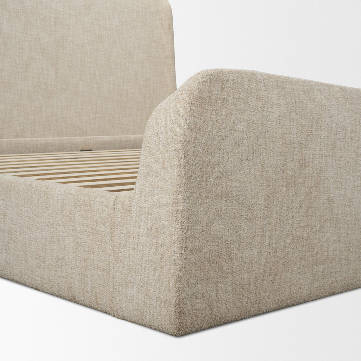 Solene Queen Upholstered Bedframe w/ Footbed | Curved Headboard | Oatmeal Fabric from Mercana - Luna Furniture