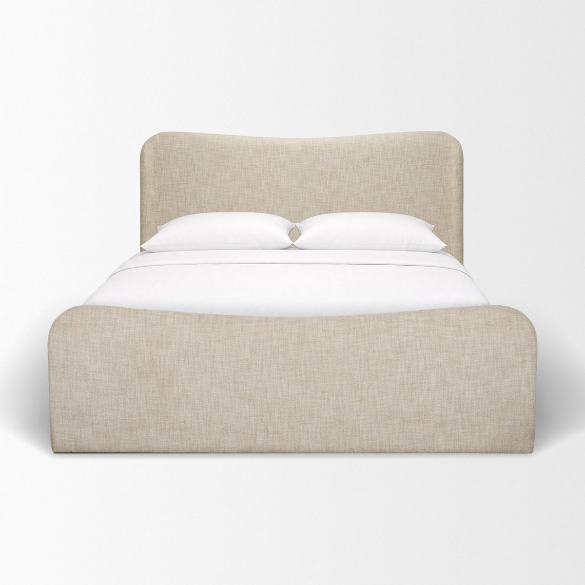 Solene Queen Upholstered Bedframe w/ Footbed | Curved Headboard | Oatmeal Fabric from Mercana - Luna Furniture