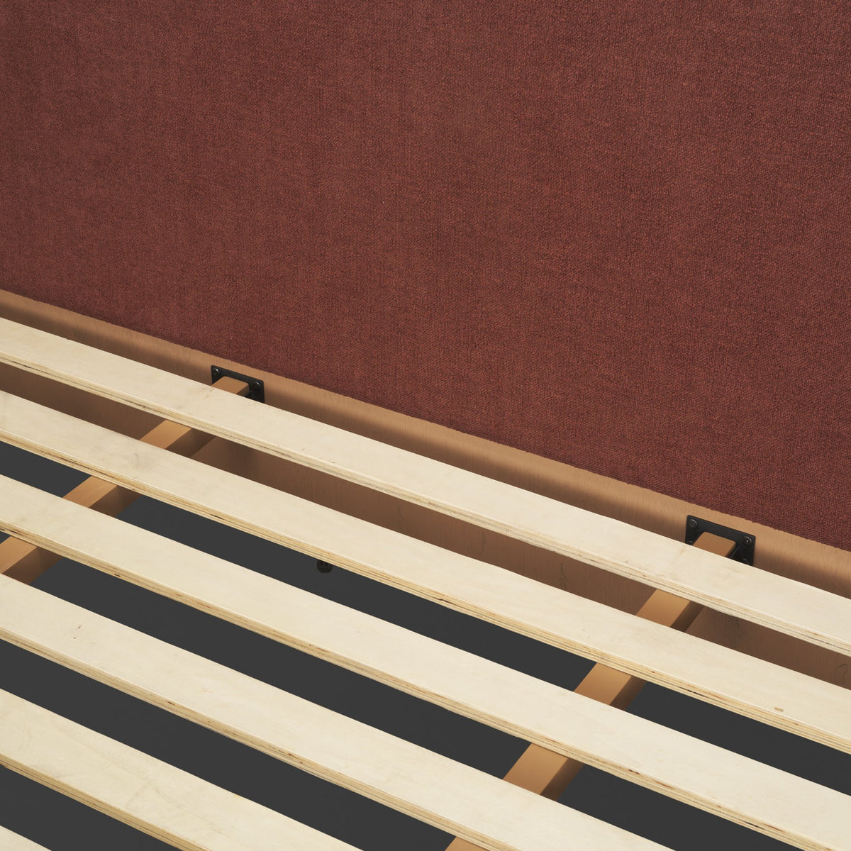 Holden Queen Upholstered Bedframe | Shelter Headboard | Burgundy Performance Fabric from Mercana - Luna Furniture
