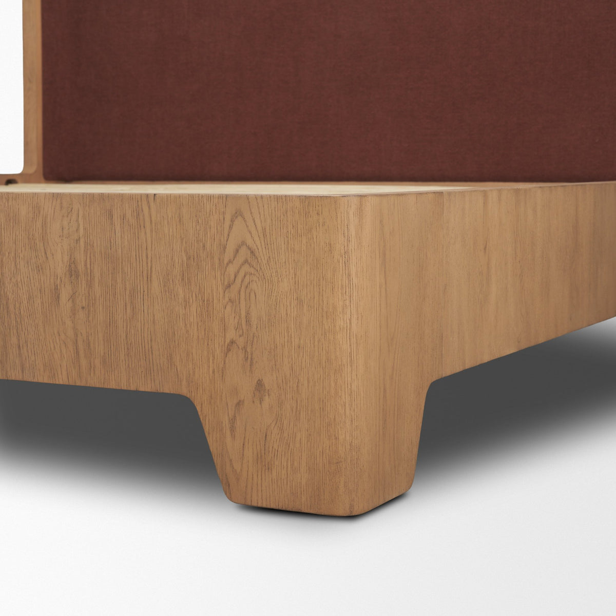 Holden Queen Upholstered Bedframe | Shelter Headboard | Burgundy Performance Fabric from Mercana - Luna Furniture