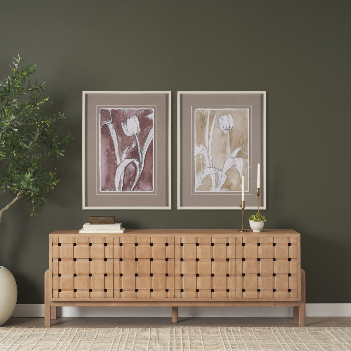 Tulip Bloom I by Mercana Studio Hand-Embellished Framed Artwork Matted under Glass from Mercana - Luna Furniture