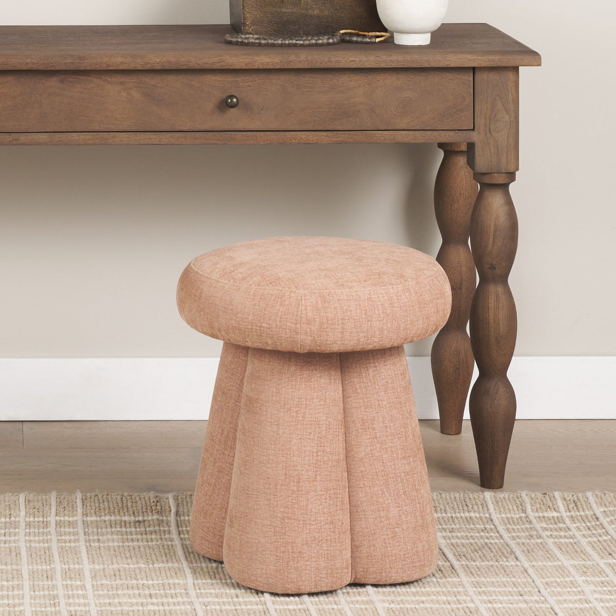 Oona Upholstered Ottoman | Sienna Fabric | 3 Legs