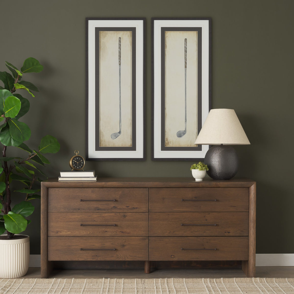 Vintage Golf Club III by Mercana Studio Hand-Embellished Textured Framed Artwork Matted under Glass from Mercana - Luna Furniture
