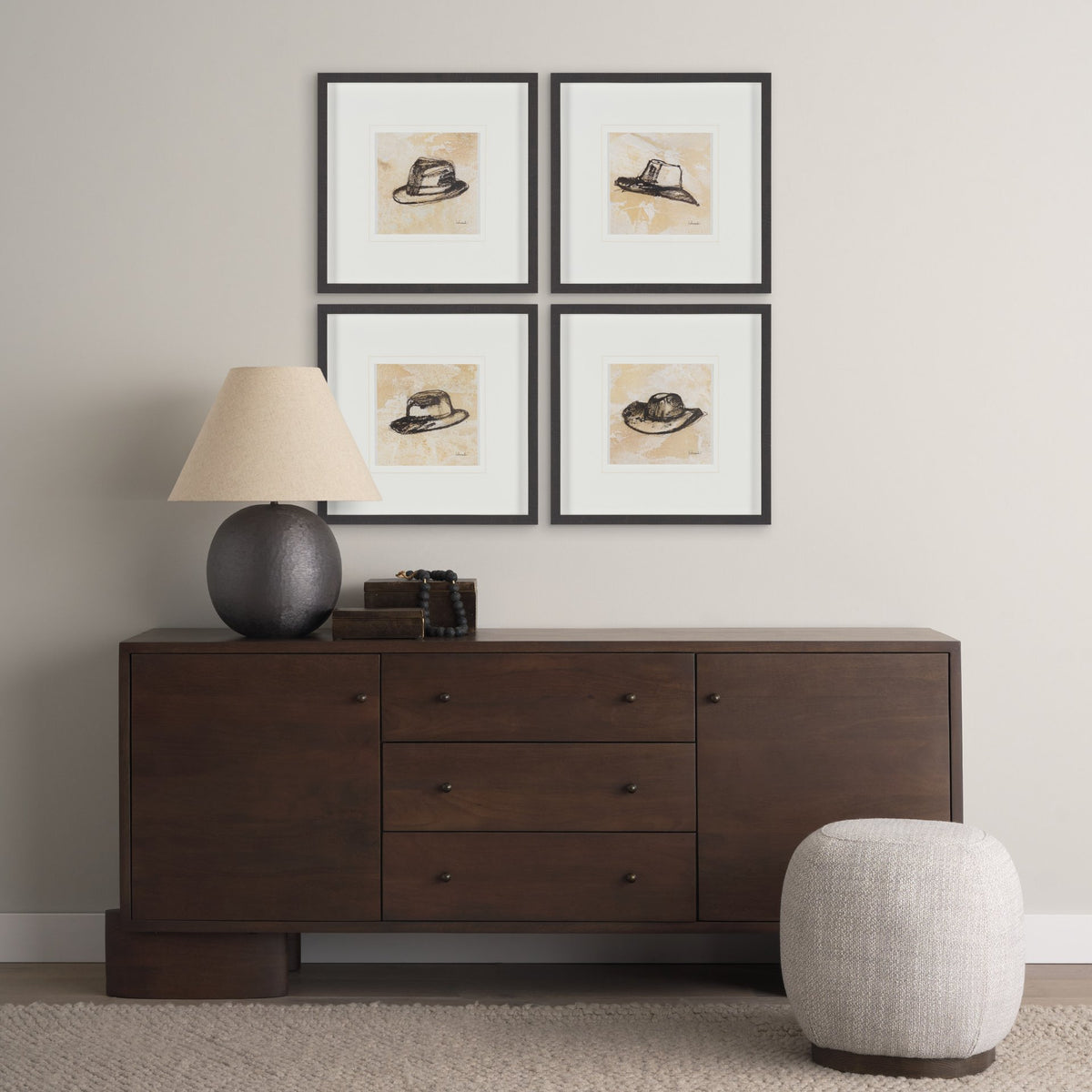 Fedora by Mercana Studio Hand-Embellished Textured Framed Artwork Matted under Glass from Mercana - Luna Furniture