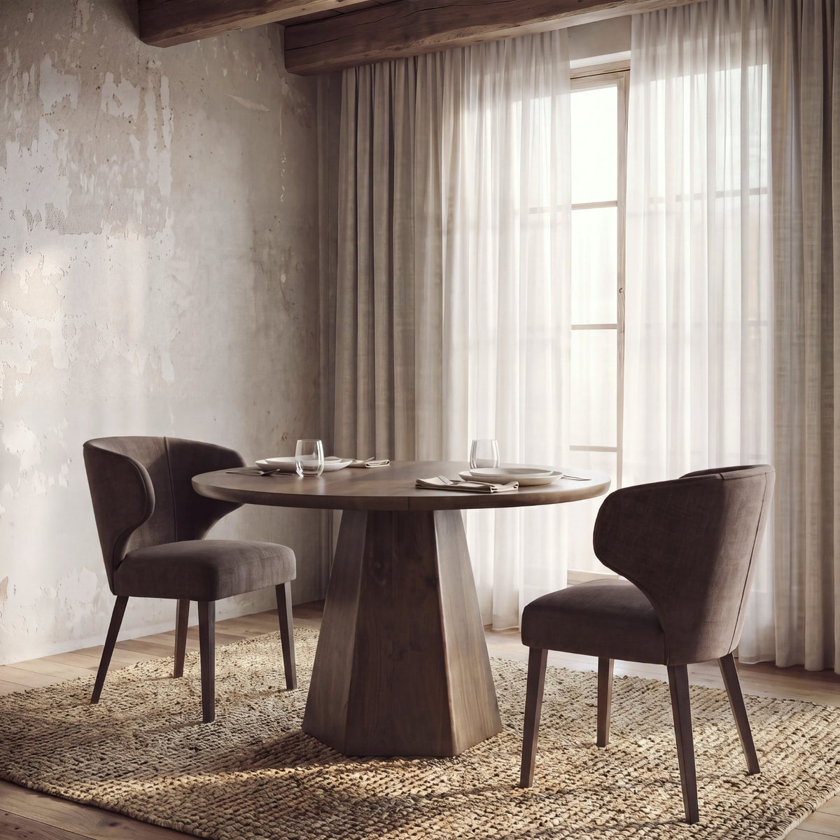 Niles Brown Fabric W/ Dark Brown Wooden Legs Wingback Dining Chair from Mercana - Luna Furniture