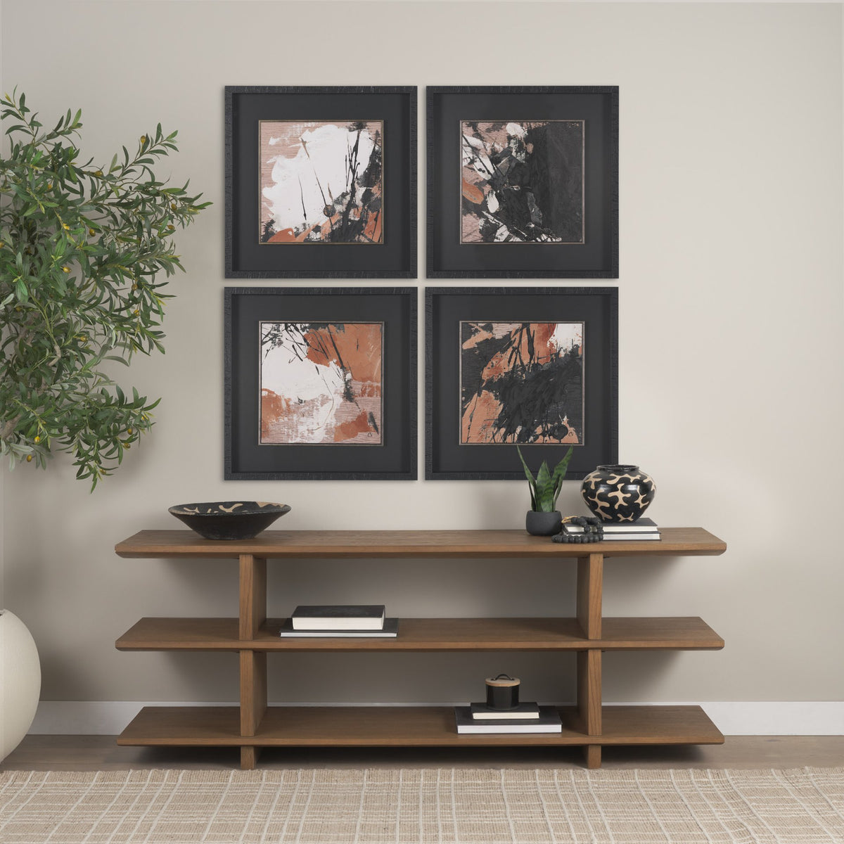 Tones of Sienna II (Set of 2) by Mercana Studio Hand-Embellished Framed Artwork Matted under Glass