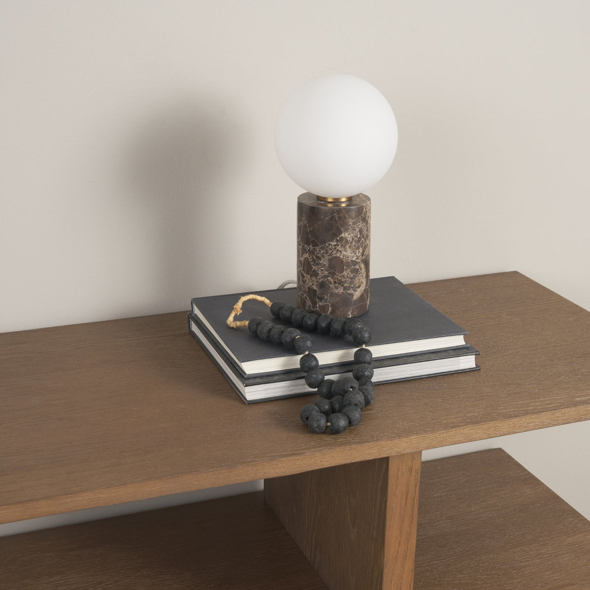 Caldo Brown Marble Base w/ Frosted Glass Globe Table Lamp from Mercana - Luna Furniture