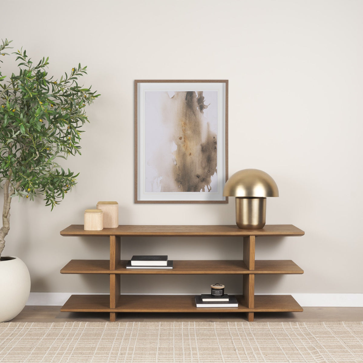 Benton White-Washed Wood w/ Brass Handle Decorative Box Set
