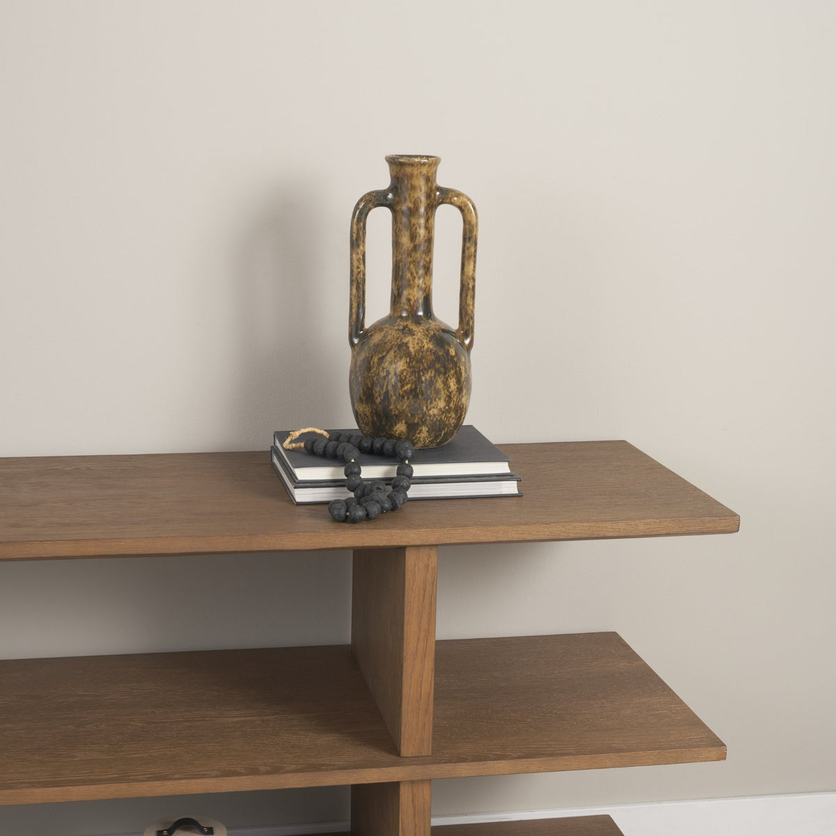 Aven Mottled Brown Glazed Ceramic Tall Neck Decorative Vase w/ Handles from Mercana - Luna Furniture