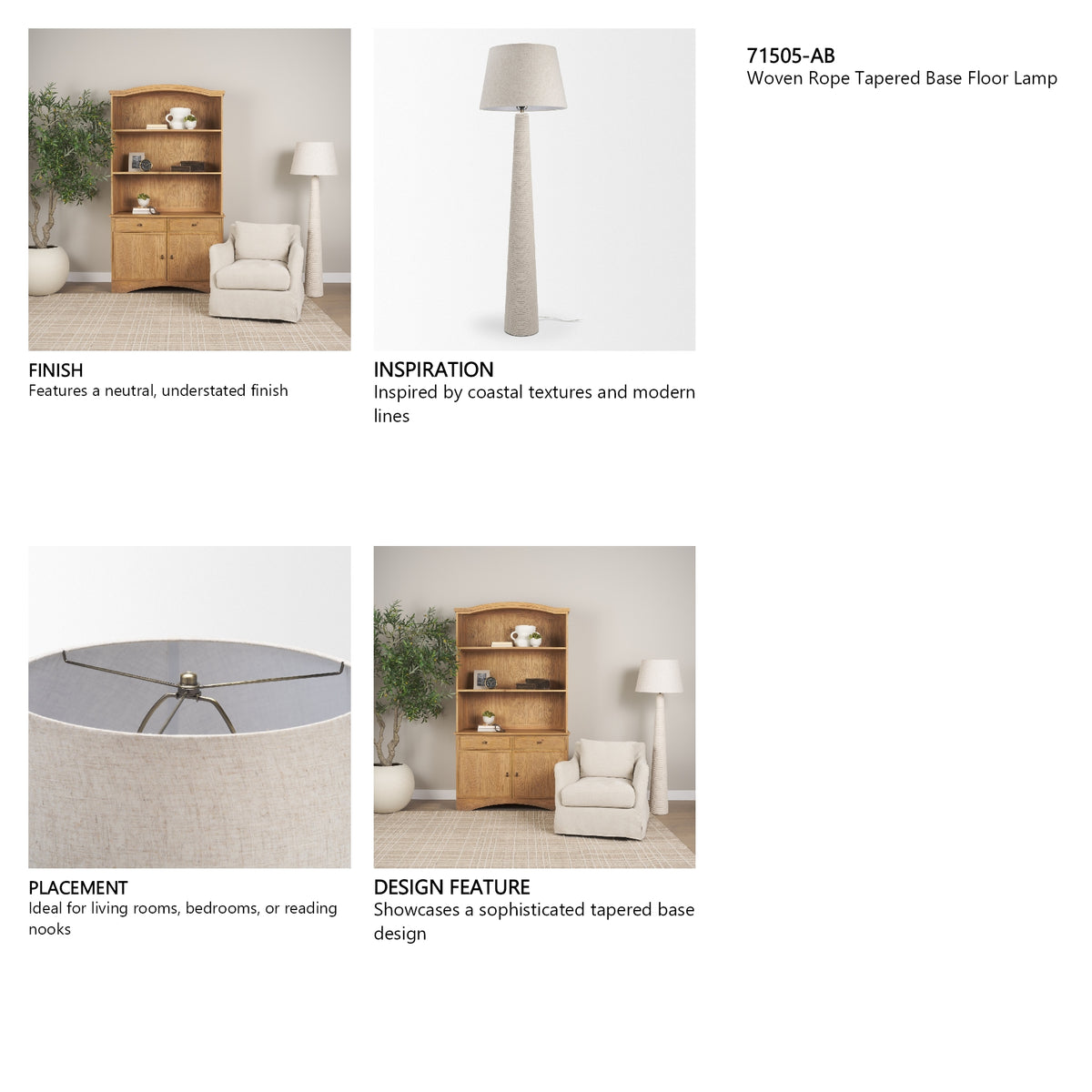 Newport Woven Rope Tapered Base Floor Lamp from Mercana - Luna Furniture