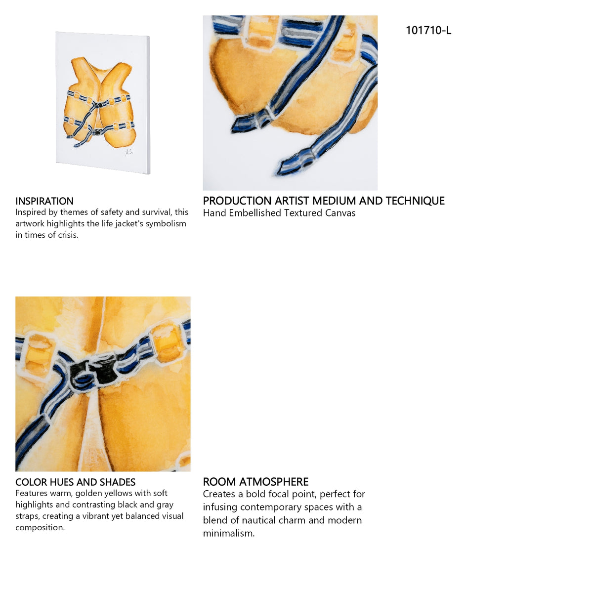 Lifejacket I by Mercana Studio a Hand Embellished Textured Canvas from Mercana - Luna Furniture