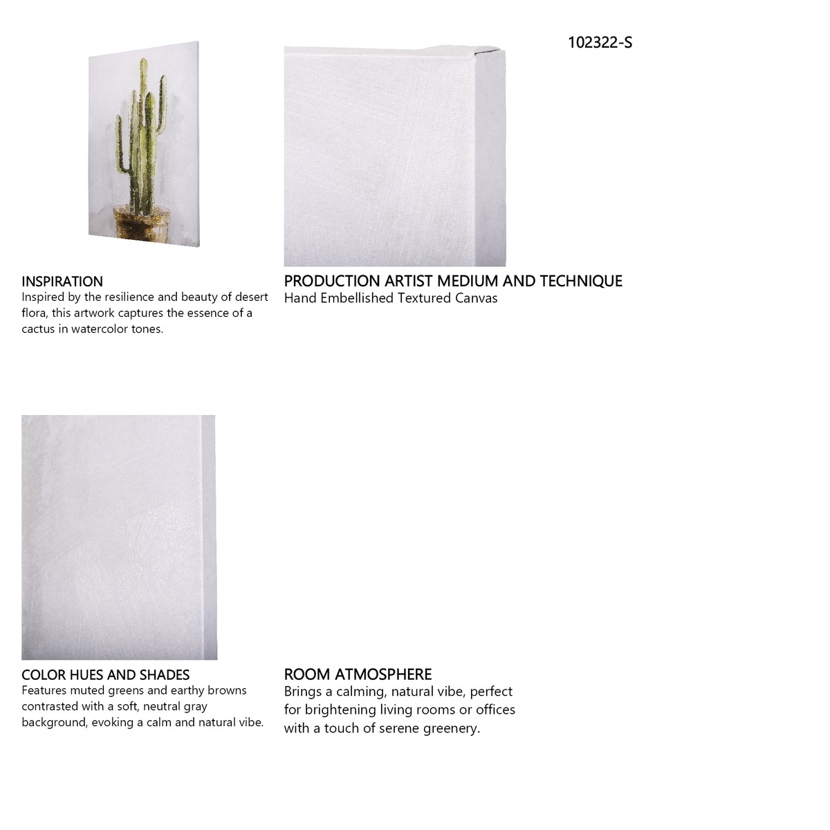 cactus II by Mercana Studio a Hand Embellished Textured Canvas from Mercana - Luna Furniture