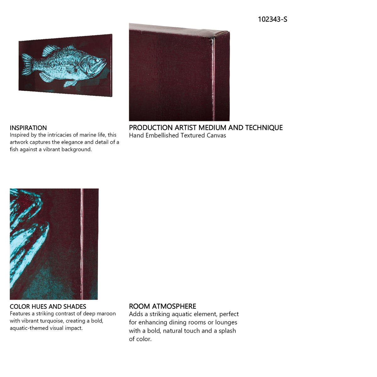 Largemouth Bass Turquoise by Mercana Studio a Hand Embellished Textured Canvas from Mercana - Luna Furniture