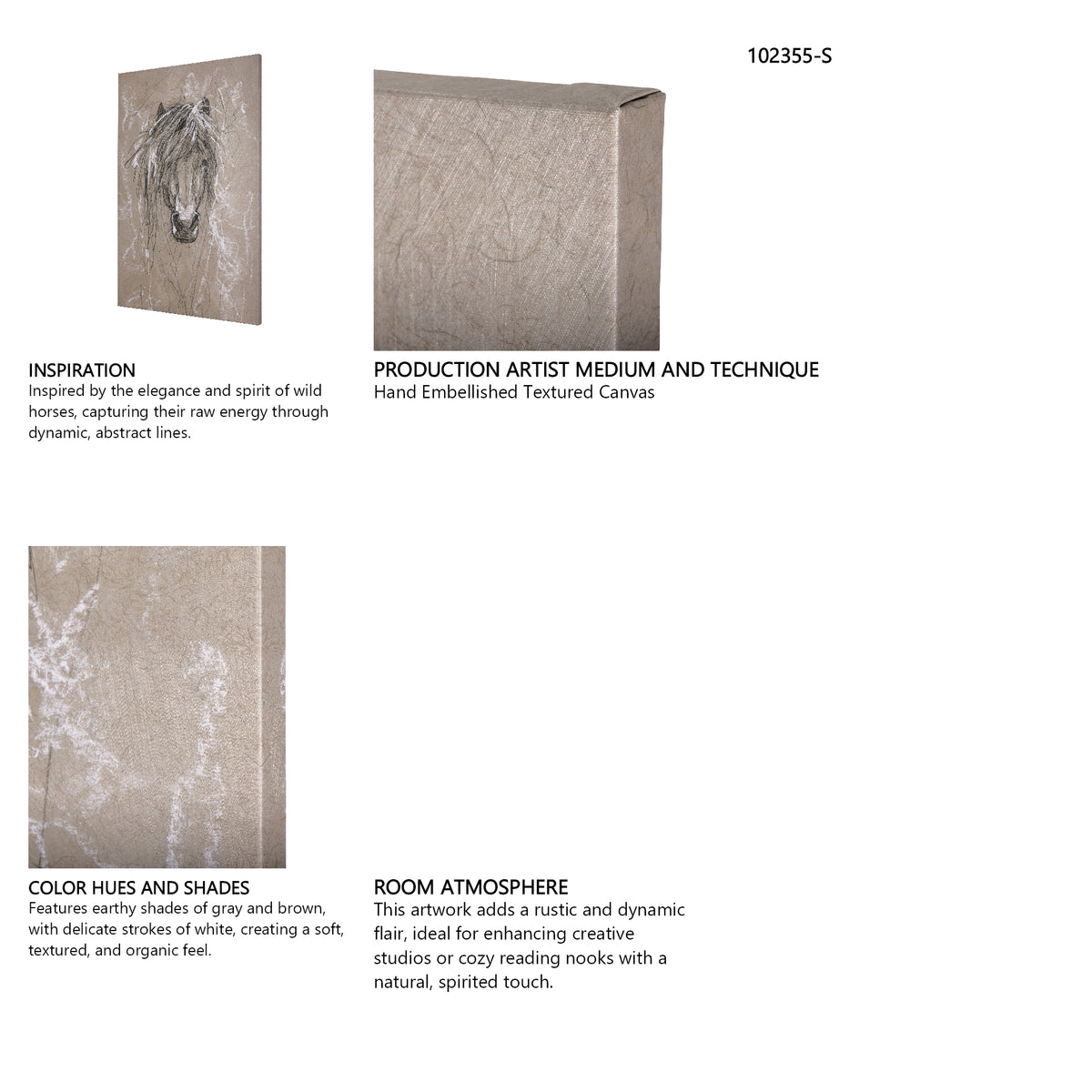 Sketch of animal VI (Pony) by Mercana Studio a Hand Embellished Textured Canvas from Mercana - Luna Furniture
