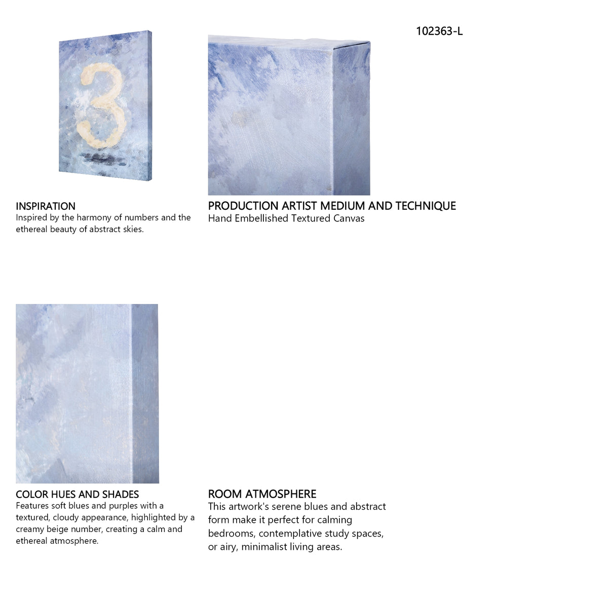Numbers III by Mercana Studio a Hand Embellished Textured Canvas from Mercana - Luna Furniture
