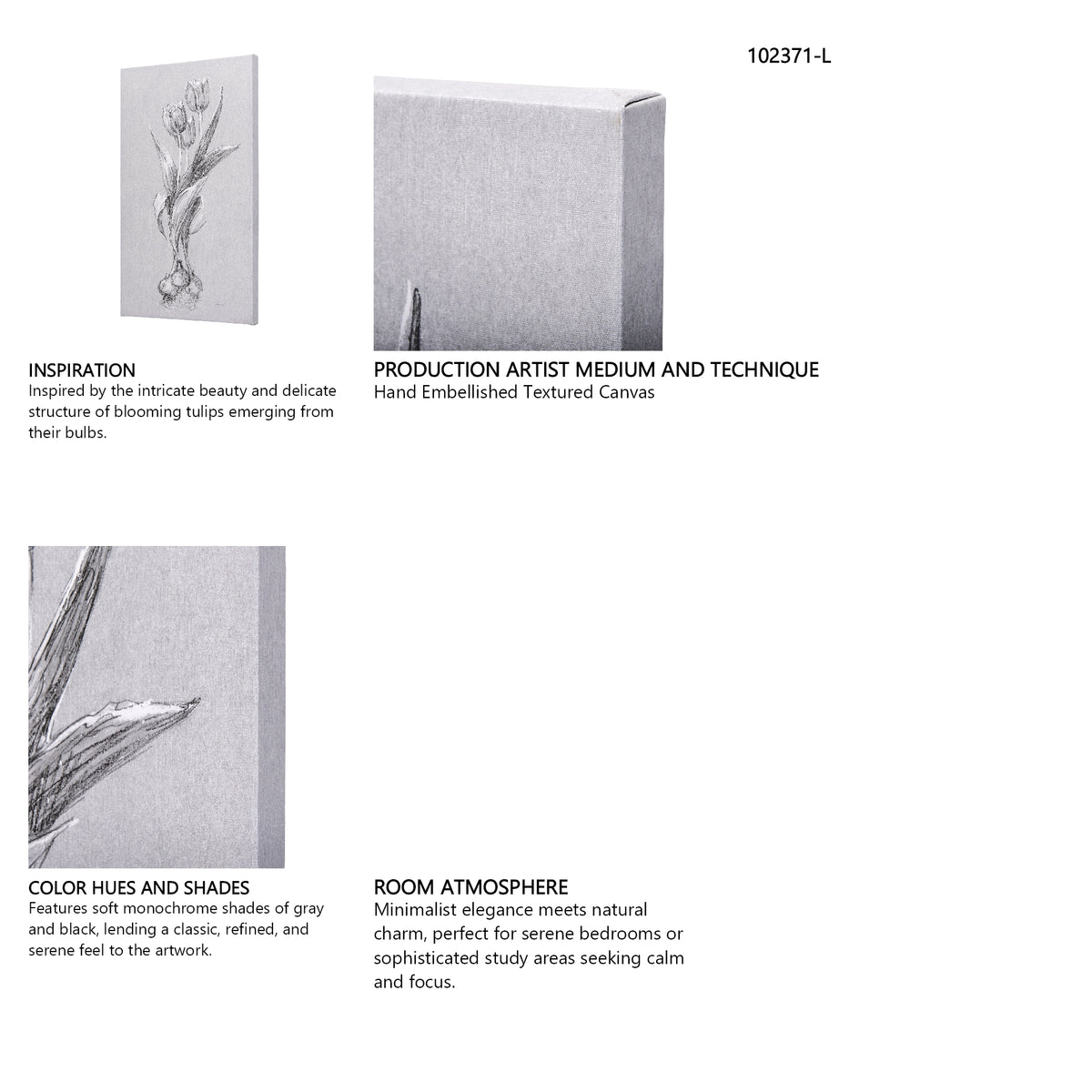 Botanical sketches I (Grey) by Mercana Studio a Hand Embellished Textured Canvas from Mercana - Luna Furniture