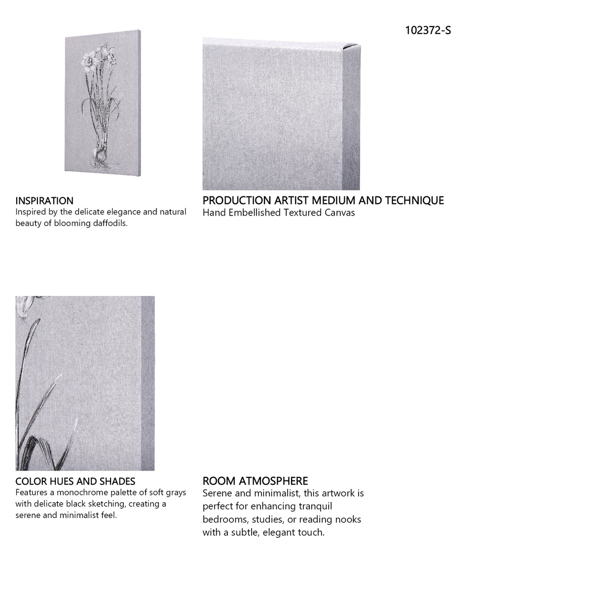 Botanical sketches II (Grey) by Mercana Studio a Hand Embellished Textured Canvas from Mercana - Luna Furniture