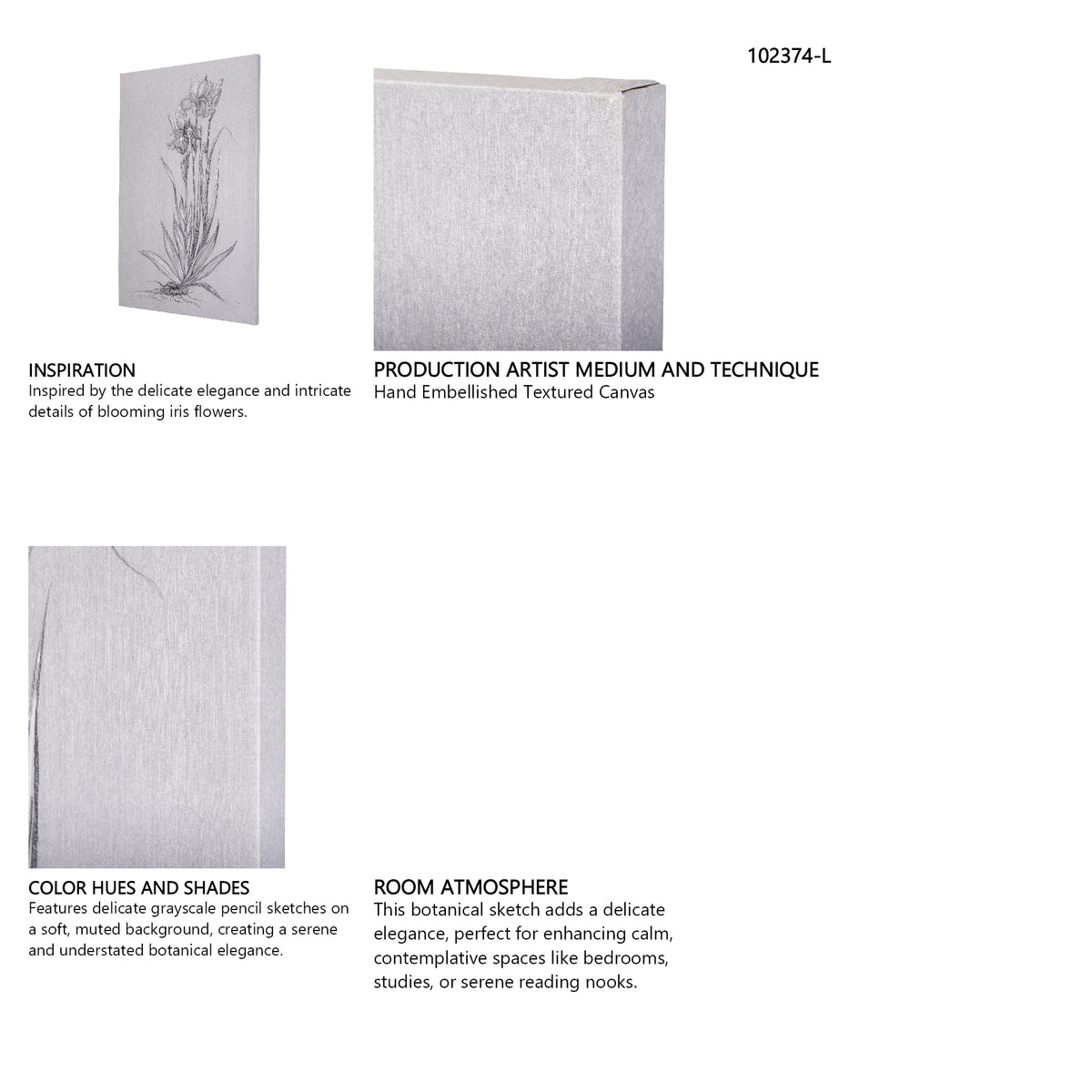 Botanical sketches IV (Grey) by Mercana Studio a Hand Embellished Textured Canvas from Mercana - Luna Furniture