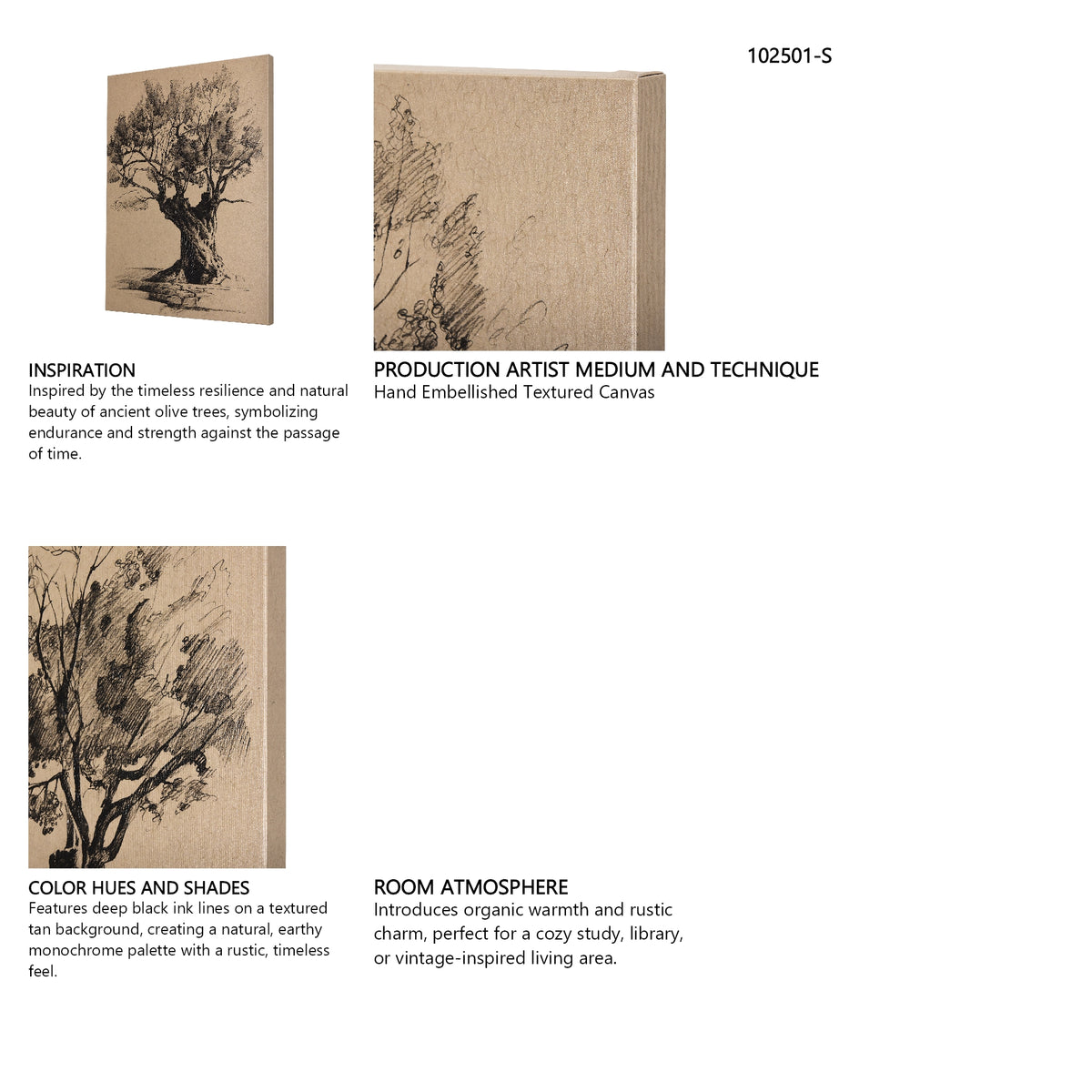 Tree Drawing I by Mercana Studio a Hand Embellished Textured Canvas